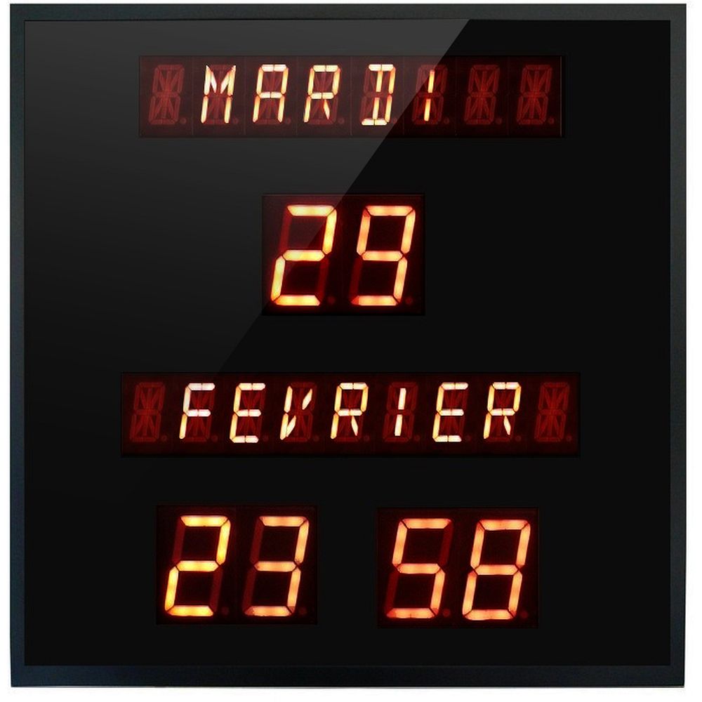 Horloge / Calendrier LED - Date - 4 chiffres 12,5 cm - Sur secteur