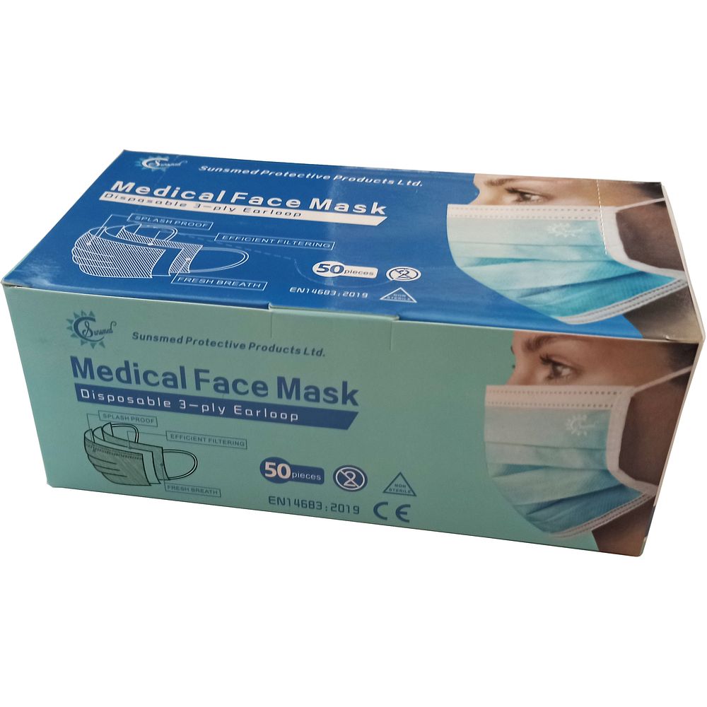 Masques chirurgicaux 3&nbspplis avec élastiques auriculaires Type IIR