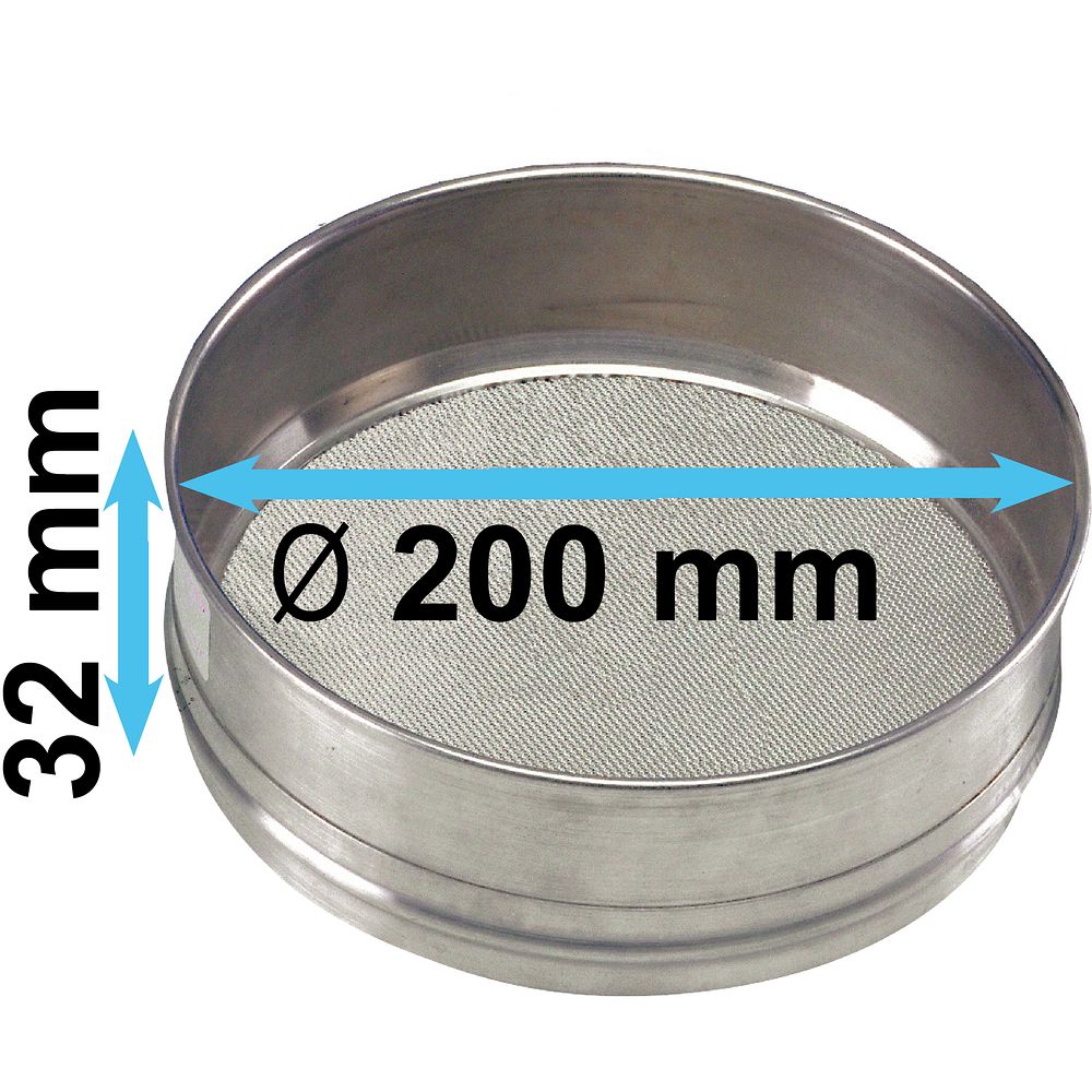 Tamis d'analyse en acier inox Ø 200 mm, haut. 32 mm
